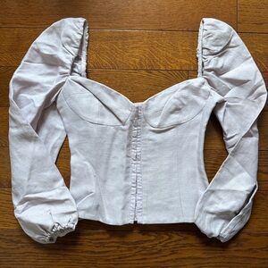 Wilfred Puff Sleeve Corset Top in Pale Lavender